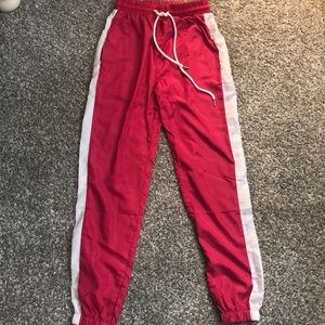 ✨hot pink track pants w/ white stripes✨
